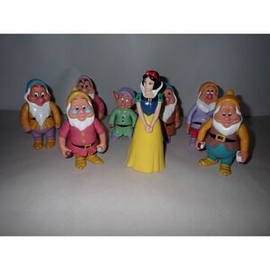Vintage Disney Snow White & Seven Dwarfs 7" PVC Figures Set Thailand - Fairytale